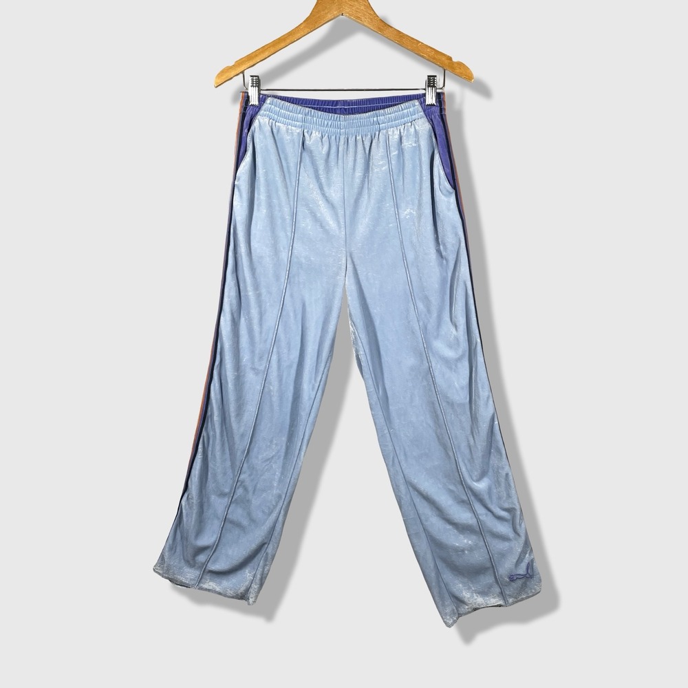Puma Velour Track Pants Kids L 14 Light Blue Y2K Sporty Retro Athleisure Vintage